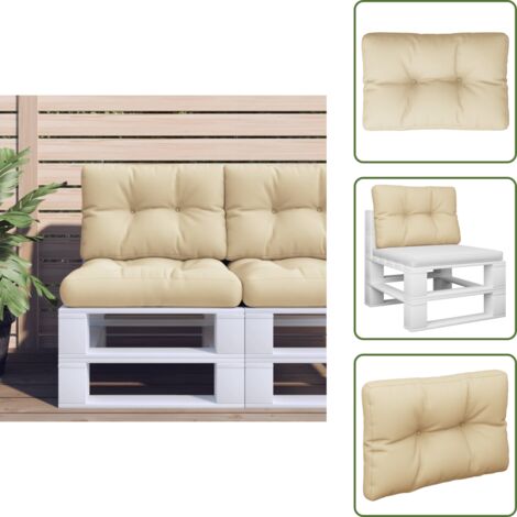Cojín para jardín - vidaXL Cojín para sofá de palets de tela beige 60x40x12 cm - Cojín para salón