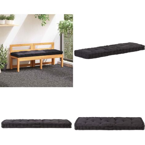 Cojín para palés algodón negro 120x40x7 cm - Cojín para jardín - Cojín para palés