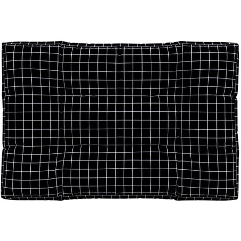 Cojín para palés tela a cuadros negro 120x80x12 cm vidaXL
