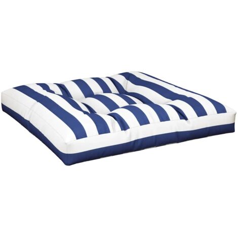 Cojín para palés tela a rayas azul y blanco 80x80x12 cm vidaXL