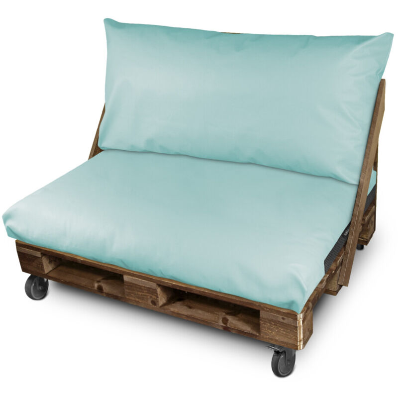 

Happers - Cojín para palets Polipiel Exterior Azul Cielo Respaldo 2: 80x45x20 Azul Cielo