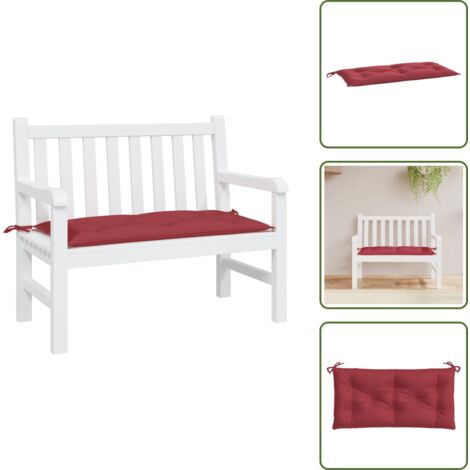 Cojín para patio - vidaXL Cojín de banco de jardín tela Oxford rojo tinto 100x50x7 cm - Cojín para sala