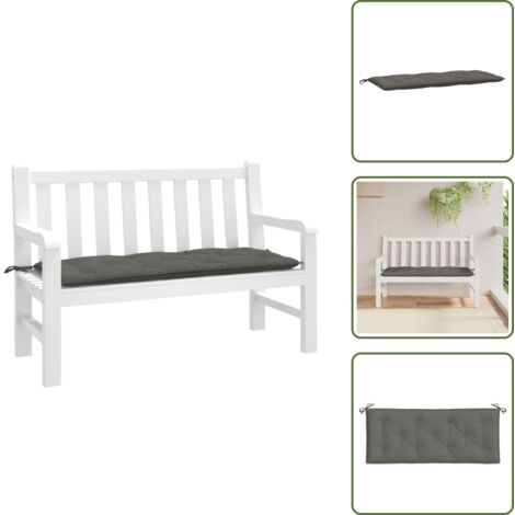Cojín para patio - vidaXL Cojín para banco de jardín tela gris oscuro melange 120x50x7 cm - Cojín para salón