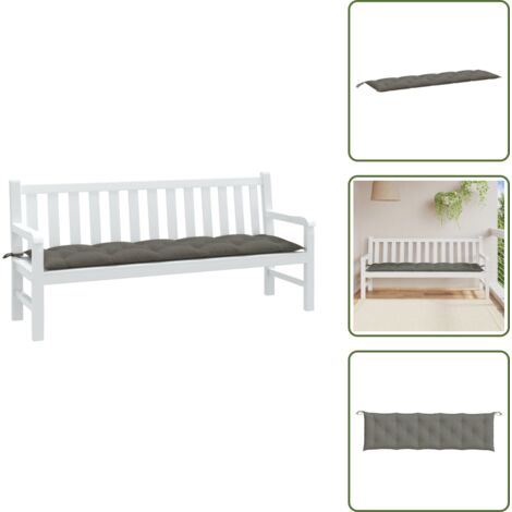 Cojín para patio - vidaXL Cojín para banco de jardín tela gris oscuro melange 180x50x7 cm - Cojín para salón