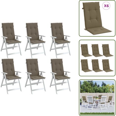 Cojín para patio - vidaXL Cojines silla respaldo alto 6 uds tela taupe melange 120x50x4cm - Cojín de exterior