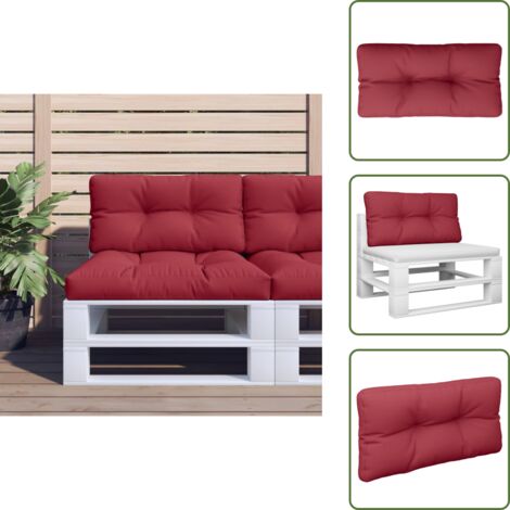 Cojín para salón - vidaXL Cojín para sofá de palets de tela rojo tinto 80x40x12 cm - Cojín de tela