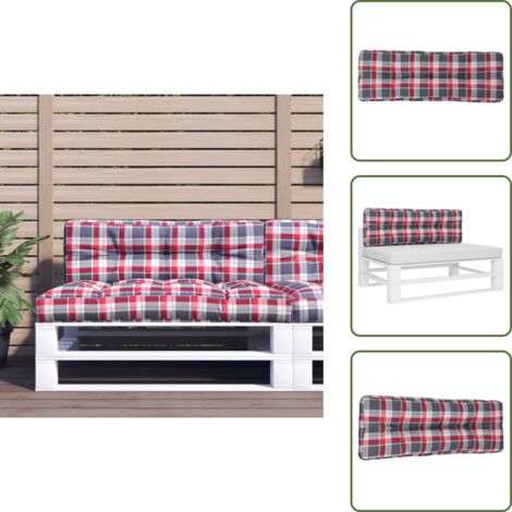 Cojín para salón - vidaXL Cojín para sofá de palets tela a cuadros rojo 120x40x12 cm - Cojín de tela