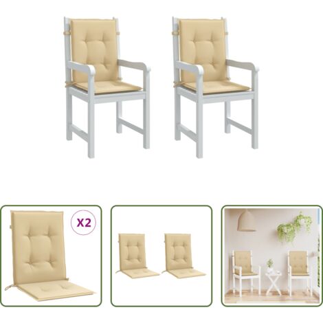 Cojín para silla -  Cojines silla respaldo bajo 2 ud tela beige melange 100x50x4 cm