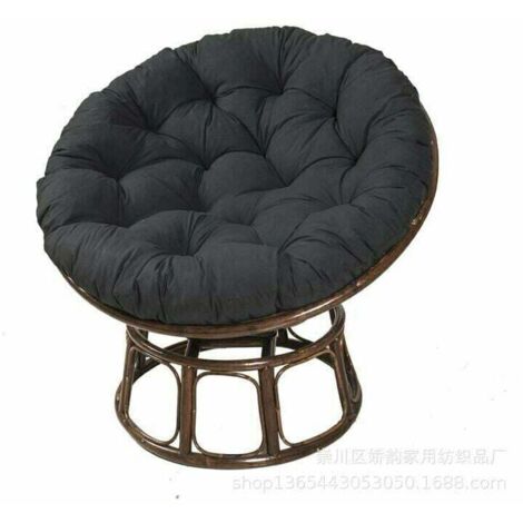 Cojín para silla colgante de 100 cm, color negro, con forma de nido de pájaro, redondo, de ratán
