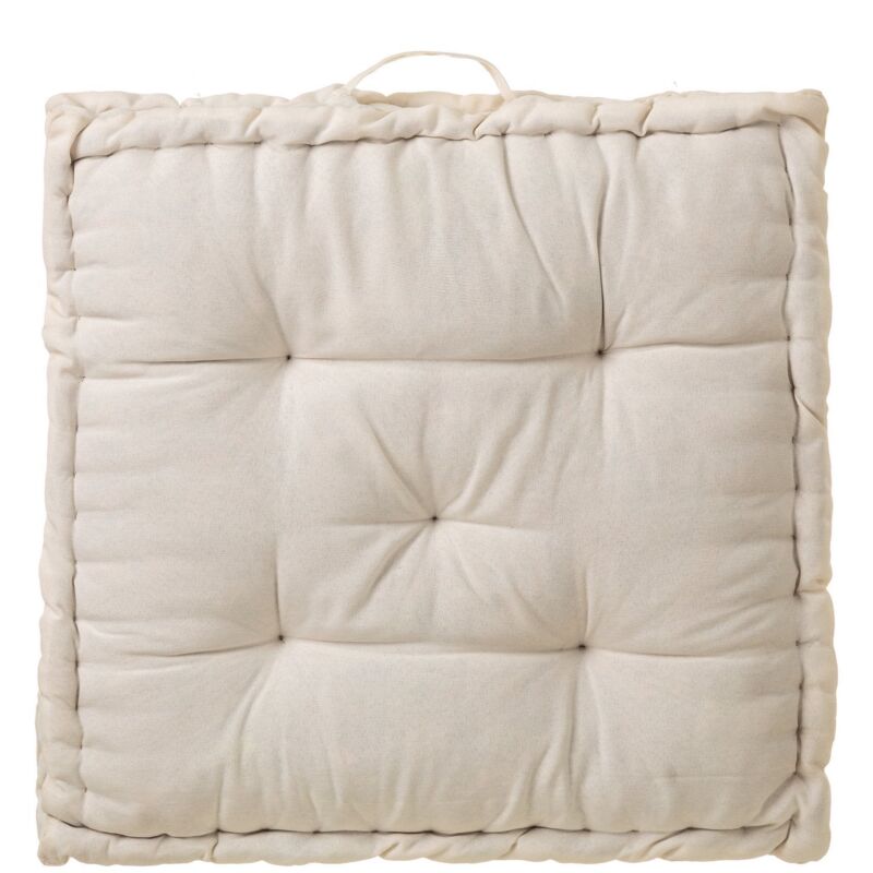 

Cojín de suelo blanco moderno de algodón y poliéster de 60x60 cm