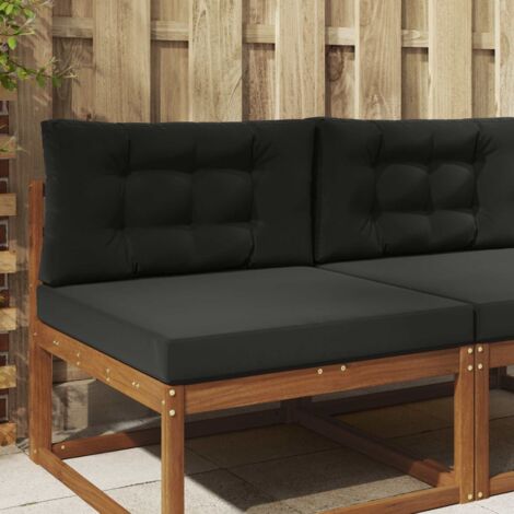 Cojín para sofá de exterior 2 pcs Negro Poliéster
