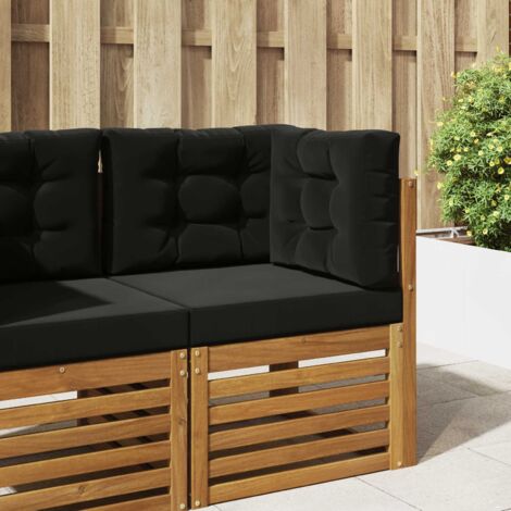 Cojín para sofá de exterior 3 pcs Negro Poliéster
