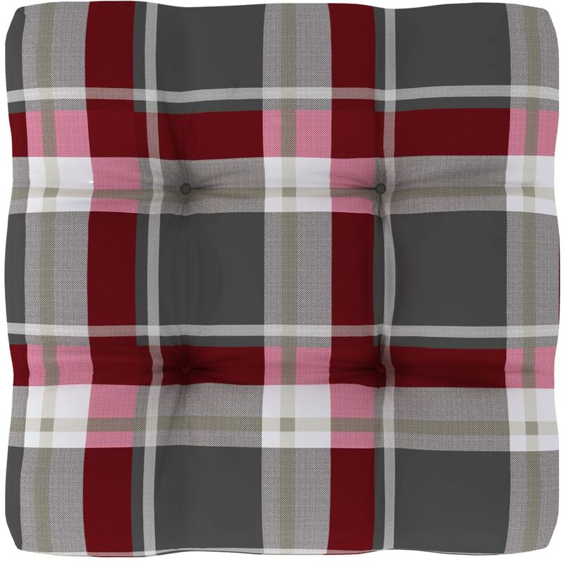 

Cojín para sofá de palets estampado a cuadros rojo 50x50x10 cm