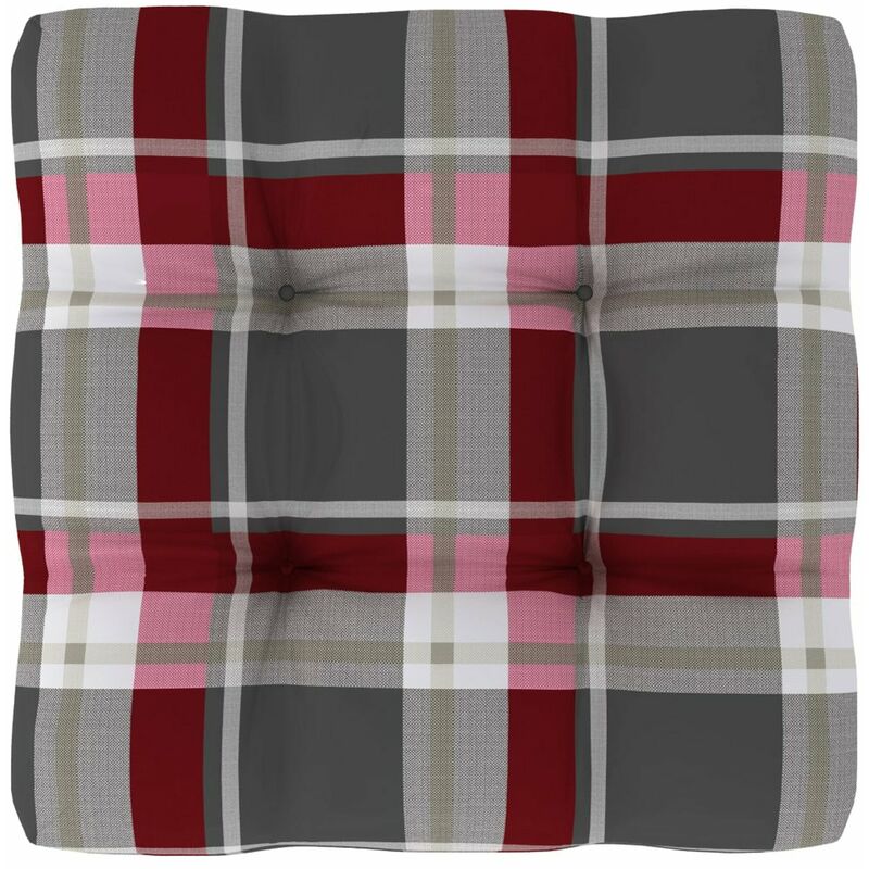 

Cojin para sofa de palets estampado a cuadros rojo 50x50x12 cm