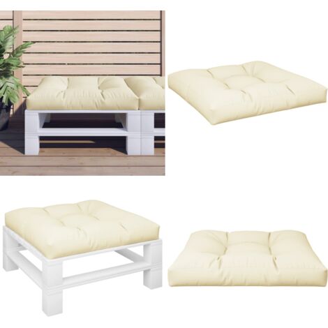 Cojín para sofá de palets tela crema 70x70x12 cm - Cojín exterior - Cojín de jardín