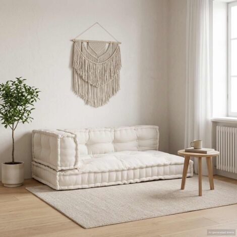 Cojín para Sofá Pallet 3 pcs Crema 120 x 80 x 34 cm Tela