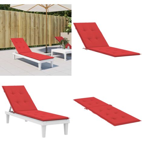 Cojín para tumbona rojo (75+105)x50x4 cm - Cojín exterior - Cojín para jardín