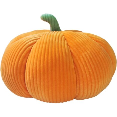 Cojín redondo de calabaza de 18 cm - Decoración de sofá con relleno y funda - Para Halloween, otoño y Acción de Gracias (Amarillo tuerto)
