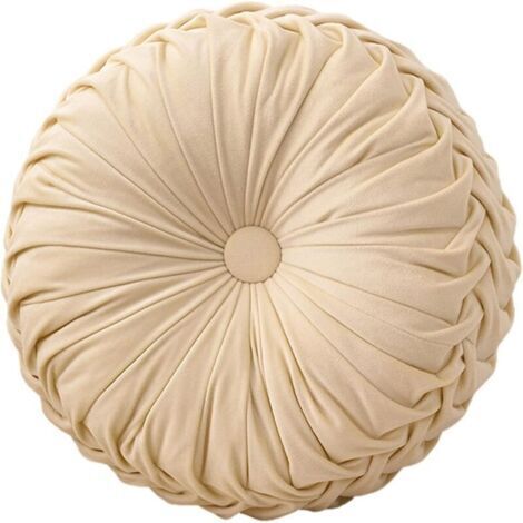 cojín redondo para silla, de color beige, de 35 cm de diámetro y 10 cm de alto. Cojín lavable de espuma viscoelástica.