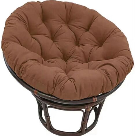 Cojín redondo para silla de interior/exterior, cojín de repuesto para columpio de jardín, cesta colgante acolchada y cómoda. Cojín redondo para silla con bufandas (Café, 130x130cm).