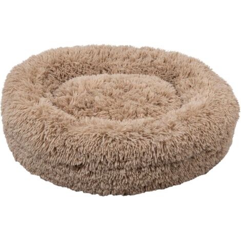 Cojín relajante para perros Bubble - Alfombrilla redonda de felpa antipresión - Funda extraíble y lavable - Beige, XS, 50 cm