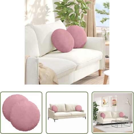 Cojín rosa -  Cojines para asiento 2 pcs Rosa Ø 40 x 13 cm Terciopelo