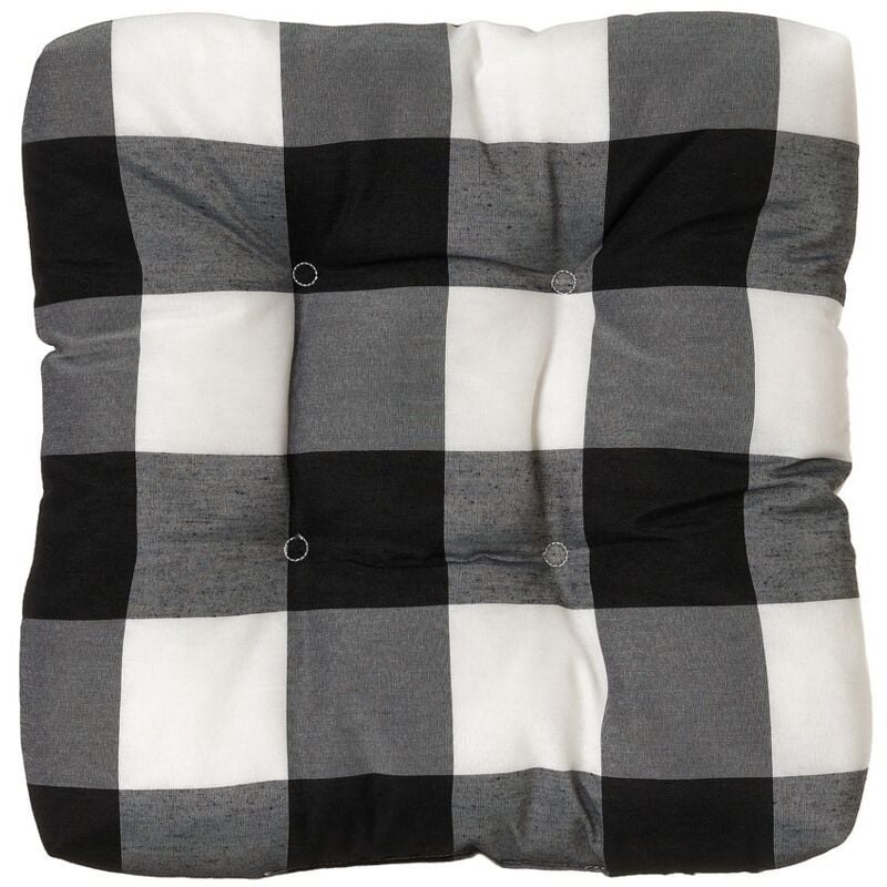 

Cojín silla acolchado blanco y negro de poliéster de 45x45 cm