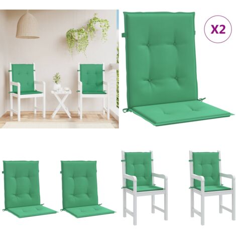 Cojín silla jardín respaldo bajo 2 uds tela Oxford verde - Cojín de silla - Cojín exterior