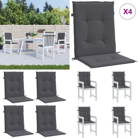 Cojín silla jardín respaldo bajo 4 uds tela Oxford antracita - Cojín de jardín - Cojín de exterior