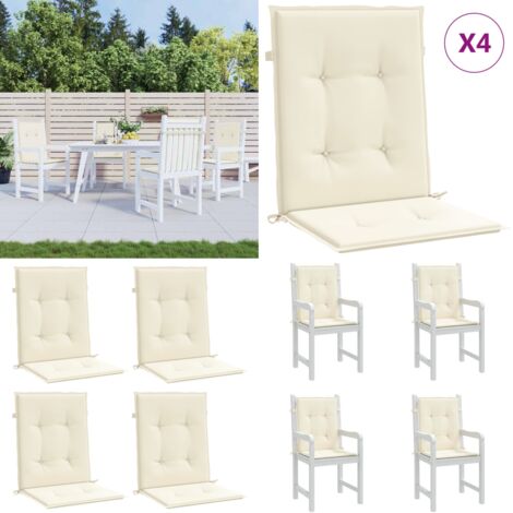 Cojín silla jardín respaldo bajo 4 uds tela Oxford crema - Cojín de silla - Cojín de exterior