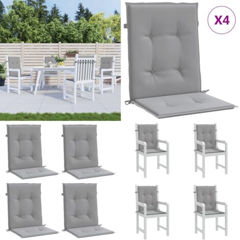 Cojín silla jardín respaldo bajo 4 uds tela Oxford gris - Cojín de jardín - Cojín de exterior