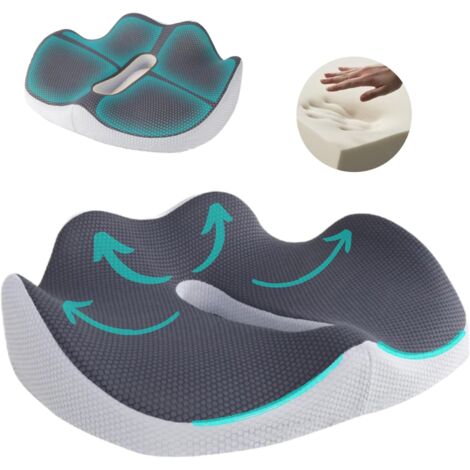 Cojin Silla Oficina Ergonómico – Cojín para Coxis Viscoelástico, Cojin Asiento Coche, Alivio Dolor Lumbar, para Silla Gaming, Funda Lavable Y Antideslizante, Espuma Alta Densidad
