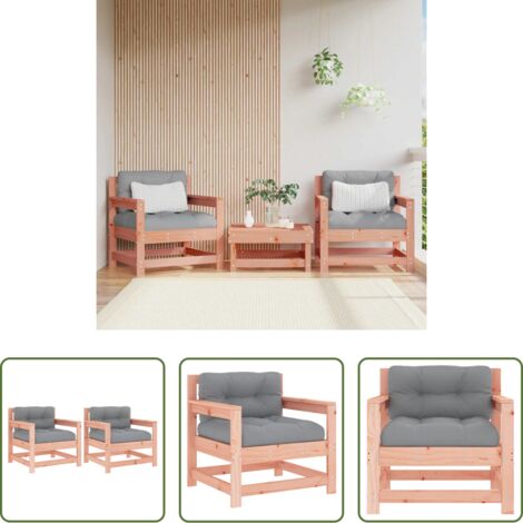 Cojín - Sillones de jardín y cojines 2 uds madera maciza abeto Douglas
