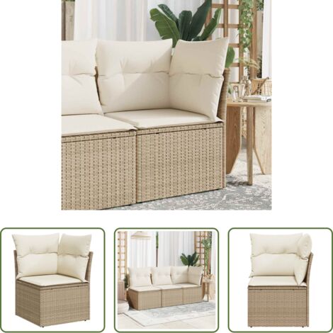 Cojín sintético -  Sillón de esquina de jardín con cojines ratán sintético beige