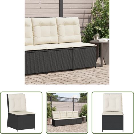 Cojín sintético -  Sillón reclinable con cojines ratán sintético negro