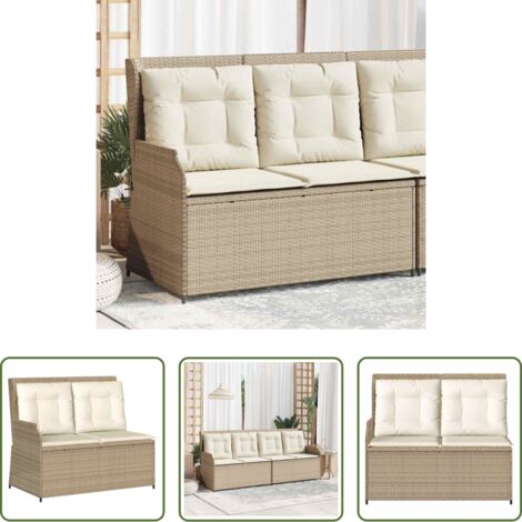 Cojín sintético -  Sillón reclinable de jardín con cojines ratán sintético beige