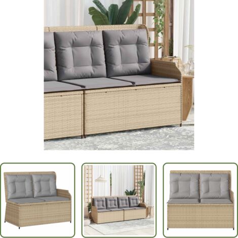 Cojín sintético -  Sillón reclinable de jardín con cojines ratán sintético beige