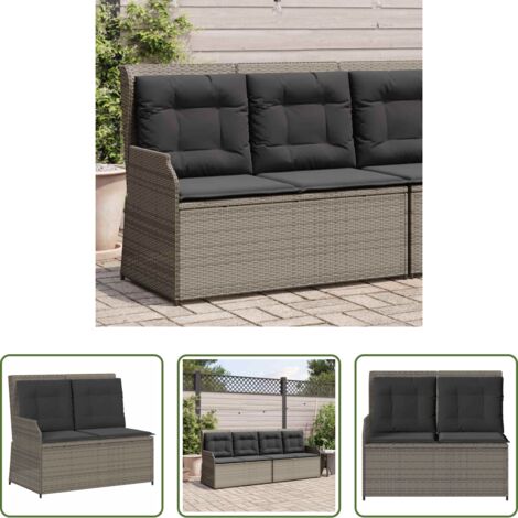 Cojín sintético -  Sillón reclinable de jardín con cojines ratán sintético gris