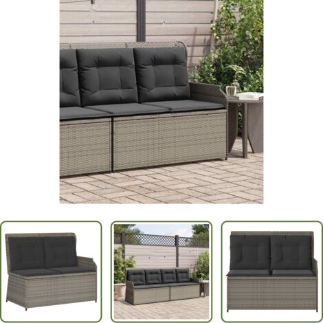 Cojín sintético -  Sillón reclinable de jardín con cojines ratán sintético gris