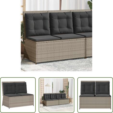 Cojín sintético -  Sillón reclinable de jardín con cojines ratán sintético gris