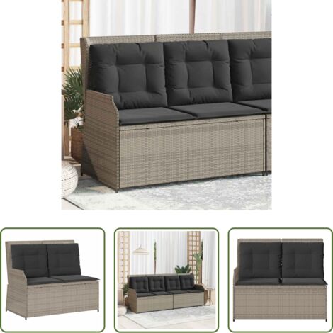 Cojín sintético -  Sillón reclinable de jardín con cojines ratán sintético gris
