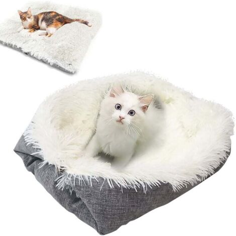 Cojín suave para cama de gato, cesta ultrasuave, base suave y esponjosa, base antideslizante, felpa lavable, para gatitos, perros pequeños, conejos y mascotas.