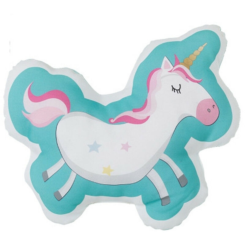 

Cojín unicornio de poliéster infantil para decoración 34x30 cm, Hogar y Mas Turquesa