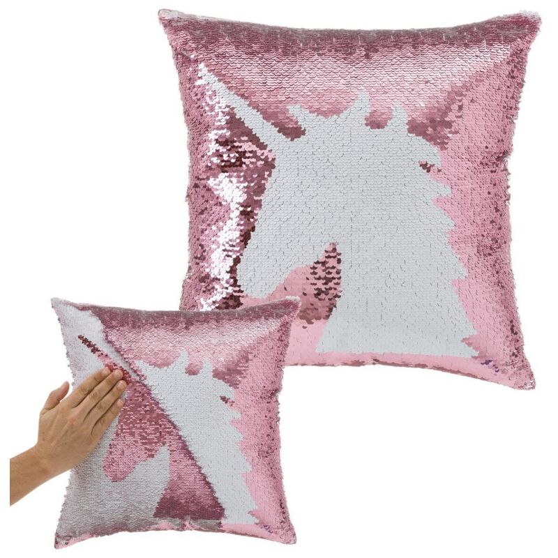 

Cojín unicornio moderno rosa de lentejuelas de 40x40 cm