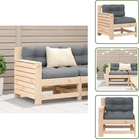 Cojín - vidaXL Sofá de jardín con reposabrazos y cojín madera maciza de pino - Terraza