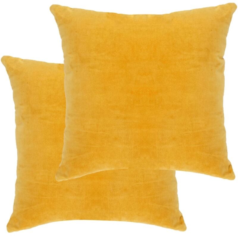 

vidaXL Cojines 2 unidades terciopelo de algodón amarillo 45x45 cm