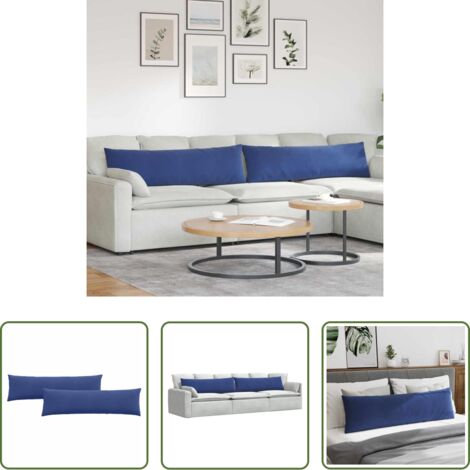 Cojines azul policía -  Cojines de sofá 2 pcs Azul Policía 145 x 40 cm Tela de pana