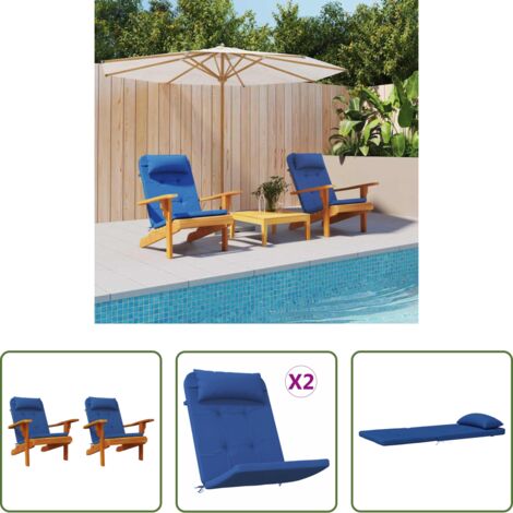 Cojines azules -  Cojines de sillas Liso 2 pcs Azul 58 x 77 x 4,5 cm Tela Oxford