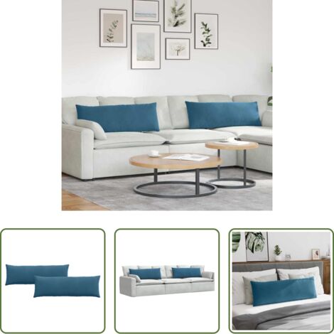 Cojines azules -  Cojines de sofá 2 pcs Azul 120 x 40 cm Tela de pana