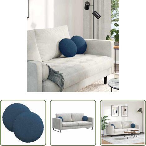 Cojines azules -  Cojines para asiento 2 pcs Azul Ø30 x 13 cm tela